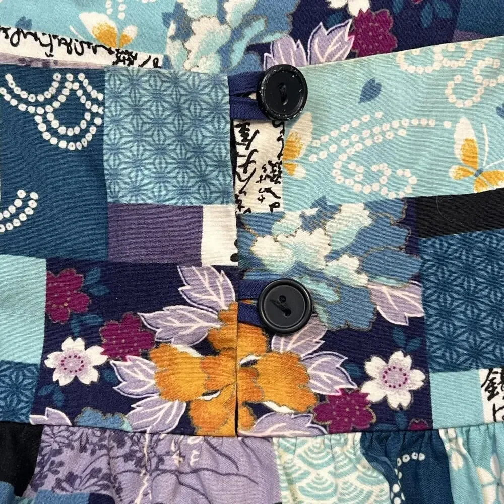 RM Dress Womens Small Floral Patchwork Hawaiian Button Front Made USA Pockets - Picture 5 of 8